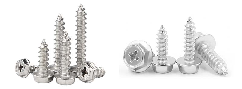 Cross recessed hexagon head tapping screw