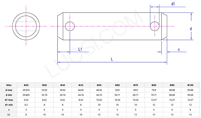 Shaft pin without head parameter