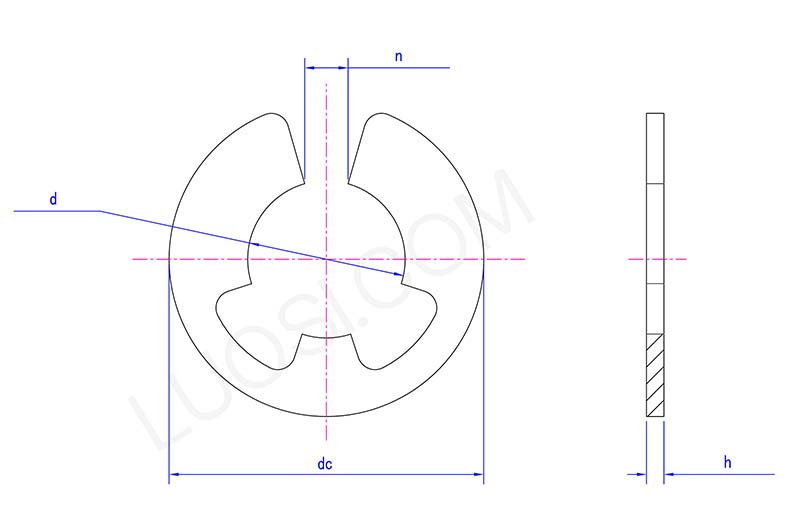 E type snap ring Structure diagram E type snap ring Structure diagram