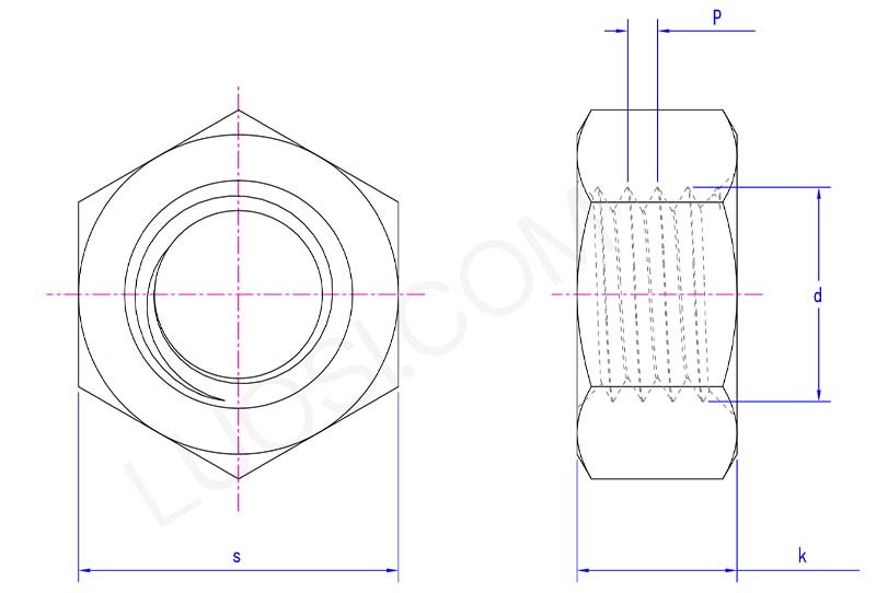 High strength hexagon nuts for steel structures parameter High strength hexagon nuts for steel structures parameter