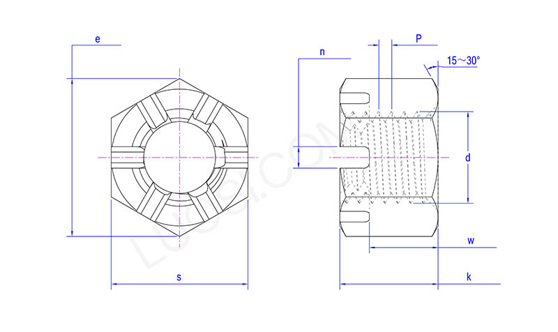 Hexagon Slotted Castle Nut